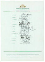 Australian tour of New Zealand 1990. Official autograph sheet fully signed in ink by thirteen members of the touring party including Border, Marsh, Alderman, Boon, Healy, Jones, Rackemann, M. Taylor, P. Taylor, Waugh etc. Good condition. A rarer Australia