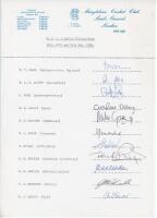 M.C.C. v India 1982. Official M.C.C. autograph sheet fully signed in ink by the eleven listed members of the England team for the drawn tour match, Lord’s, 19th- 21st May 1982. Signatures are Gower (Captain), Allott, Cook, Dilley, Gatting, Marks, Miller,