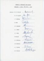 England v India 1982. Official typed autograph sheet fully signed in ink by the twelve listed members of the England team for the drawn 3rd Test match, The Oval, 8th- 13th July 1982. Signatures are Willis (Captain), Allott, Botham, Cook, Edmonds, Gower, L