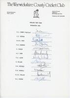 England v West Indies 1984. Official Warwickshire C.C.C. autograph sheet fully signed in ink by the twelve listed members of the England team for the 1st Test, Edgbaston, 14th- 18th June 1984. Signatures are Gower (Captain), Botham, Cook, Downton, Fowler,