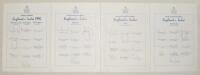 England v India 1996. Four official T.C.C.B. autograph sheets of the England teams, one for the three match one-day international series (13 signatures), 1st Test at Edgbaston (13), 2nd Test at Lord’s (12), and 3rd Test at Trent Bridge (13). All fully sig