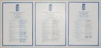 England v Zimbabwe 2000 and 2003. Three official E.C.B. autograph sheets of the England teams for the 1st Test at Lord’s 2000 (13 signatures), 2nd Test at Trent Bridge 2000 (12, lacking one), and the 1st Test at Lord’s 2003 (11). Signatures are Hussain, A