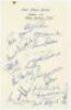 West Indies tour to England 1966. Official autograph sheet on Lord’s Cricket Ground letterhead nicely and fully signed in ink by all eighteen members of the touring party. Signatures are Sobers (Captain), Nurse, Hunte, Butcher, Gibbs, Carew, Griffith, Coh