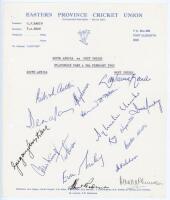 West Indies XI ‘Rebel’ tour to South Africa 1982/83. Official autograph sheet for the one day match, South Africa v West Indies XI, St. Georges Park, Port Elizabeth, 5th February 1983. Sixteen signatures in ink of members of the West Indies touring party.