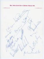 West Indies tour of Pakistan and Sharjah 1986. Very rare official autograph sheet with printed title, signed in ink by sixteen members of the touring party. Signatures are Richards (Captain), Gomes, Payne, Benjamin, Haynes, Harper, Marshall, Butts, Walsh,