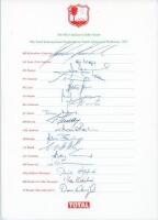 West Indies 1993. Official autograph sheet with printed title and players’ names, fully signed in ink by all seventeen listed members of the West Indies team who played South Africa and Pakistan in the West Indies in 1993. Signatures are Richardson (Capta