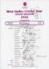 West Indies tour to England 1995. Official autograph sheet with printed title and players’ names, fully signed in ink by the twenty listed members of the West Indies touring party and one other. Signatures of listed tour members are Richardson (Captain), 