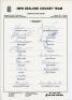 New Zealand tours for the World Cup in India 1987 and to Australia 1987/88. Three official autograph sheets, each with printed title and players’ names. The 1987 World Cup sheet fully signed in ink by all sixteen of the listed members, and the 1987/88 (tw - 3