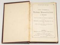 Wisden Cricketers’ Almanack 1880. 17th edition. Bound in maroon boards, lacking original paper wrappers, with titles in gilt to spine. Lacking first and rear advertising pages, breaking to spine block, odd page becoming loose, minor foxing otherwise in go