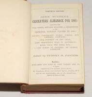 Wisden Cricketers’ Almanack 1893 and 1894. 30th & 31st editions. The two years bound as one in full red leather binding, lacking original wrappers and the majority of advertising pages, with titles in gilt to spine, red speckled page edges. Detached leath