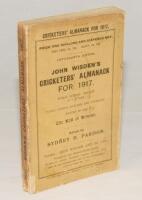 Wisden Cricketers‚‘ Almanack 1917. 54th edition. Original paper wrappers. Minor marks, age toning and wear to wrappers, small corner loss to rear wrapper, some wear to spine paper with small loss otherwise in good/very good condition. Rare war-time editio