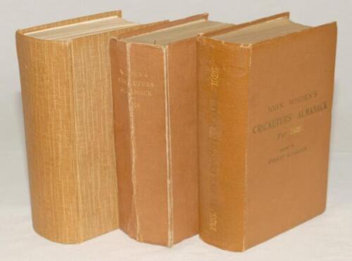 Wisden Cricketers’ Almanack 1925, 1926 and 1931. 62nd, 63rd & 68th editions. All three editions bound in brown boards, the 1926 edition with original wrappers, the other two editions lacking wrappers, with titles in gilt to spine. The 1925 edition with wo