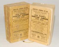 Wisden Cricketers’ Almanack 1934 and 1935. 71st & 72nd editions. Original paper wrappers. The 1934 with some age toning and wear to wrappers and to spine paper with some loss, some breaking to spine block, minor staining to page block edge, the 1935 editi