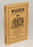 Wisden Cricketers‚‘ Almanack 1943. 80th edition. Original limp cloth covers. Only 5600 paper copies printed in this war year. Very minor mark to front cover otherwise in very good condition. Small handwritten name of ownership to inside front cover. Rare 