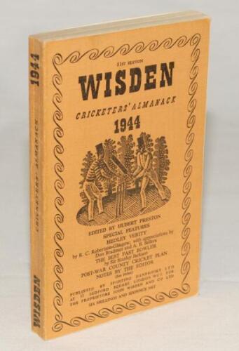 Wisden Cricketers‚‘ Almanack 1944. 81st edition. Original limp cloth covers. Only 5600 paper copies printed in this war year. Very good/excellent condition. Rare war-time edition in rarely seen condition