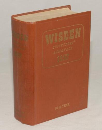 Wisden Cricketers‚‘ Almanack 1957. Original hardback. Some wrinkling to the spine paper otherwise in good/very good condition