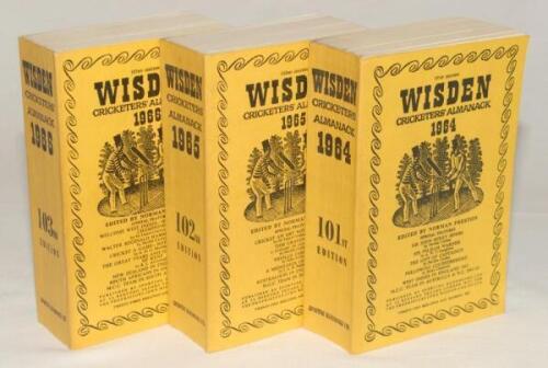 Wisden Cricketers‚‘ Almanack 1964, 1965 and 1966. Original limp cloth covers. Odd minor faults otherwise in very good condition. Qty 3