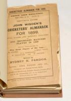 Wisden Cricketers‚‘ Almanack 1899. 36th edition. Bound in light brown boards, with original paper wrappers, with gilt titles to spine. Wear with some loss to front wrapper extremities, nick to rear wrapper edge otherwise in good/very good condition