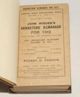 Wisden Cricketers‚‘ Almanack 1912. 49th edition. Bound in dark brown boards, with original paper wrappers, with gilt titles to spine. Very minor soiling to wrappers otherwise in good/very good condition