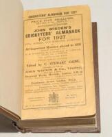 Wisden Cricketers‚‘ Almanack 1927. 64th edition. Bound in dark brown boards, with original paper wrappers, with gilt titles to spine. Minor wear, slight creasing and soiling to wrappers otherwise in good+ condition