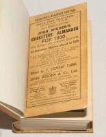 Wisden Cricketers‚‘ Almanack 1930. 67th edition. Bound in light brown boards, with original paper wrappers, with gilt titles to spine. Minor wear and soiling to wrappers otherwise in good/very good condition