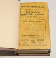 Wisden Cricketers‚‘ Almanack 1937. 74th edition. Bound in dark brown boards, with original paper wrappers, with gilt titles to spine. Some darkening to wrappers, vertical crease and some corner and extremity wear to wrappers otherwise in good+ condition