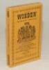 Wisden Cricketers‚‘ Almanack 1941. 78th edition. Original limp cloth covers. Only 3200 paper copies printed in this war year. Minor marks to covers, slight breaking to front internal hinge otherwise in good/very good condition. Rare war-time edition