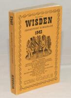 Wisden Cricketers‚‘ Almanack 1942. 79th edition. Original limp cloth covers. Only 4100 paper copies printed in this war year. Minor wear to sp[ine paper otherwise in good/very good condition. Rare war-time edition