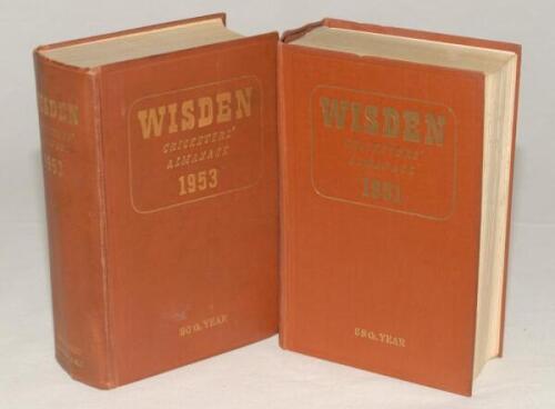 Wisden Cricketers‚‘ Almanack 1951 and 1953. Original hardback editions. Odd very minor faults to both editions otherwise both in good condition. Qty 2