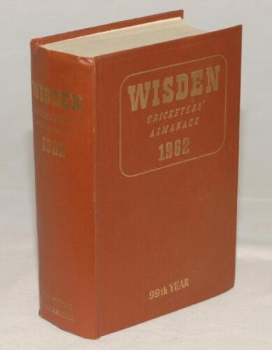 Wisden Cricketers‚‘ Almanack 1962. Original hardback edition. Minor creases to spine paper otherwise in good/very good condition