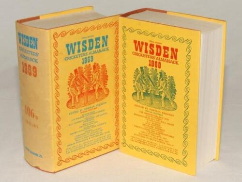 Wisden Cricketers‚‘ Almanack 1968 and 1969. Original hardbacks with dustwrapper. Some minor wear and age toning to dustwrapper spines otherwise in good+ condition