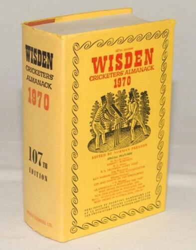 Wisden Cricketers‚‘ Almanack 1970. Original hardback with dustwrapper. Good/very good condition