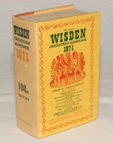 Wisden Cricketers‚‘ Almanack 1971. Original hardback with dustwrapper. Some age toning to the spine of the dustwrapper otherwise in good/very good condition