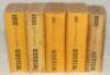 Wisden Cricketers’ Almanack 1938, 1947, 1948, 1949 and 1950. Original limp cloth covers. All editions with some bowing to their spines. The 1938 edition with soiled and worn covers, soiling to page block edge, the 1947 edition with some wear, creasing and