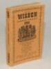 Wisden Cricketers’ Almanack 1945. 82nd edition. Original limp cloth covers. Only 6500 paper copies printed in this war year. Minor wear. light crease and minor marks to covers otherwise in good+ condition. Rare war-time edition