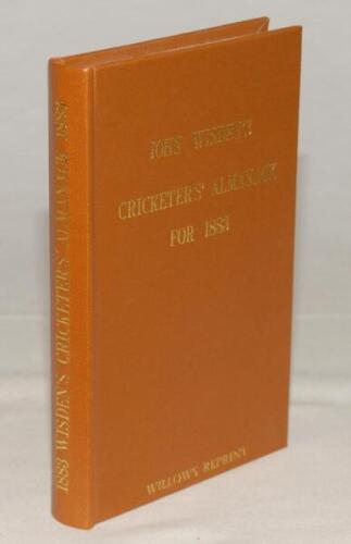 Wisden Cricketers‚‘ Almanack 1883. Willows softback reprint (1988) in light brown hardback covers with gilt lettering. Limited edition 179/500. Very good condition