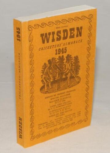 Wisden Cricketers‚‘ Almanack 1945. Willows softback reprint (2000) in softback covers. Un-numbered limited edition. Very good condition