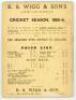 ‘The South Australian Cricketers’ Guide. For the Season 1884-85’. Compiled by W.O. Whitridge. 3rd (final) year of publication. Published by W.O. Whitridge, Adelaide 1877. Printed by W.K. Thomas & Co., Adelaide. 8vo. 50pp. Complete. Original printed paper - 2