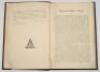 ‘At the Wickets. New South Wales versus Victoria [1856-1888]’. Harry W. Hedley ‘Mid-on of the Leader’. Centennial Printing & Publishing Ltd, Melbourne 1888. Bound in black cloth, lacking original wrappers. Also lacking title page. Red speckled page edges.