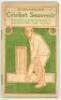 ‘Australian Cricket Souvenir. Sanctioned by Australian Cricket Board of Control and N.S.W. Cricket Association’. Sydney 1909. 84pp. Lacking pp. 21/22. Original pictorial paper wrappers. Portraits, statistics, comprehensive reports of the 1909 Ashes series