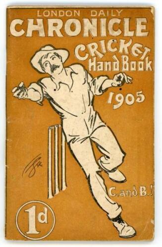 &lsquo;London Daily Chronicle Cricket Handbook 1905&rsquo;. Compiled by &lsquo;Linesman&rsquo;. Only year of issue. Original decorative paper wrappers. Padwick 1059. Rusting to staples, otherwise in good/ very good condition. A rarer cricket annual from the period, not previousl