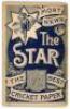 ‘Morning Leader. The Star & Leader Cricket Manual’ 1898. Fourth year of issue. Edited by Alfred Gibson. 64pp with fixture lists for season 1898, laws, averages for 1897, etc. Original decorative paper wrappers. Padwick 1114. Rusting to staple, very minor - 2