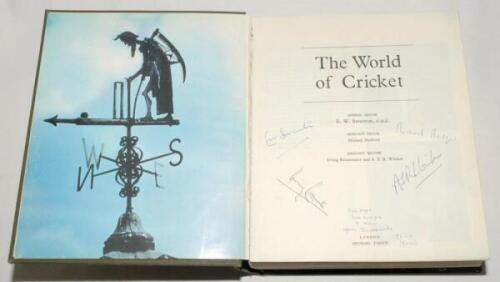 ‘The World of Cricket’. Edited by E.W. Swanton, Michael Melford, Irving Rosenwater and A.S.R. Winlaw. London 1966. Original hardback in green cloth with gilt title to spine. The book has been profusely signed throughout by approx. 1230 international crick