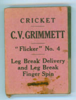 ‘Cricket. C.V. Grimmett Flicker Book. No. 4, ‘Leg Break Delivery and Leg Break Finger Spin’. Published by Flicker Productions Ltd, London in 1930. Very minor wear and slight staple rusting to covers otherwise in very good condition