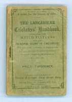 ‘The Lancashire Cricketers‚‘ Handbook [1887] containing the match fixtures for the Principal Clubs of Lancashire, the Counties, Synopsis of Lancashire Cricket, County Players’ averages, Laws of the Game, Memoranda etc’.... ‘A Guide for the Season of 1887’