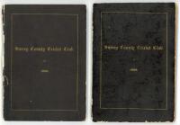 Surrey County Cricket Club Handbook 1898 & 1900. Two original handbooks in original dark brown boards printed with titles to fronts. The 1898 with wear and loss to spine, front cover detached. The 1900 with some wear to spine and boards, and age toning to