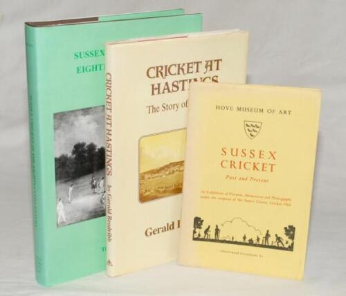 Sussex cricket. ‘Sussex Cricket Past and Present’, original illustrated catalogue for the exhibition held at Hove Museum of Art ‘under the auspices of Sussex County Cricket Club’, 1957. Padwick 2705. Also ‘Cricket at Hastings. The Story of a Ground’, Gera