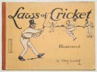 ‘Laws of Cricket’ Charles E. Crombie. London 1907. Large, complete first edition folio book containing twelve colour humorous illustrations with captions of the laws of the game, produced for Perrier Limited of London, with Perrier advertisements througho