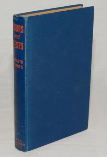 ‘Tours and Tests’. Kenneth Farnes. London first edition 1940. Original blue cloth with title in red to spine. One photographic plate becoming detached. Foxing to pages, otherwise in good condition