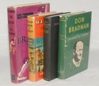 Don Bradman. Two hardback titles by Bradman. ‘Don Bradman’s Book’, ‘Deluxe Edition’, London 1938, lacking dustwrapper, and ‘Farewell To Cricket’, London 1950, dustwrapper with odd faults. Also ‘Bradman The Great’, B.J. Wakley, London 1959, good dustwrappe